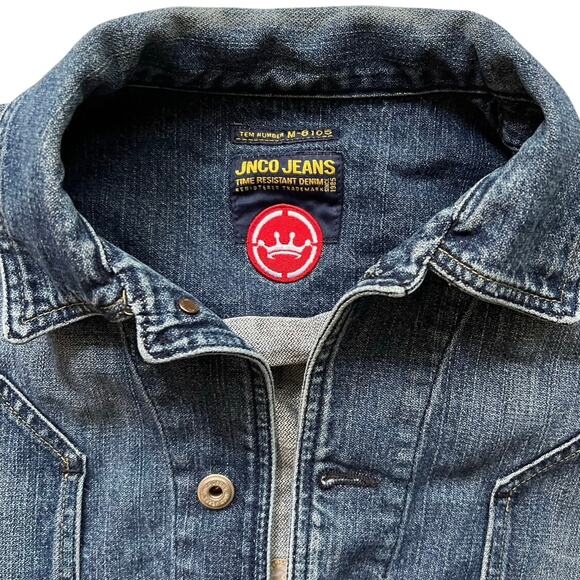 Vintage JNCO Jeans Denim Jacket Y2K Streetwear Graphic Logo Blue Mens - Picture 5 of 9